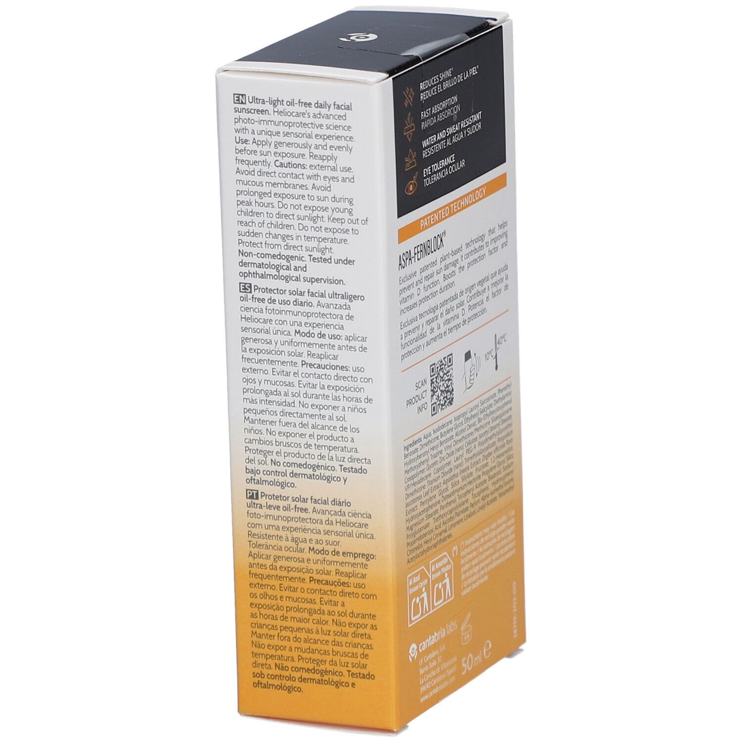 Heliocare 360 ° Sensation SPF 50 + Ultralichte olievrije zonnebescherming