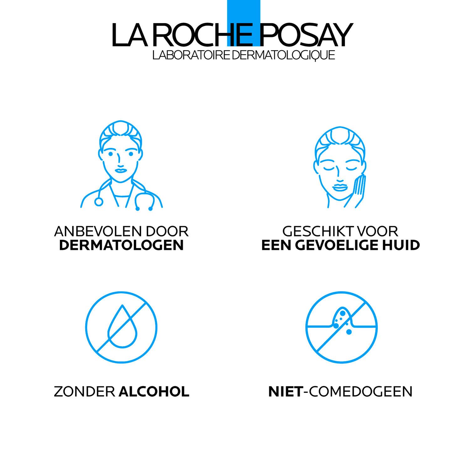 Blauwe fles met witte dop. Opschrift: Toleriane Dermallergo Serum. Merk La Roche-Posay.