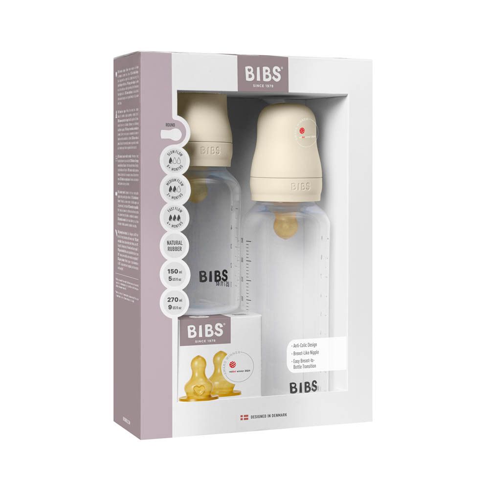 BIBS Baby Zuigfles Set Grow & Flow 150ml/270ml Latex - Ivory