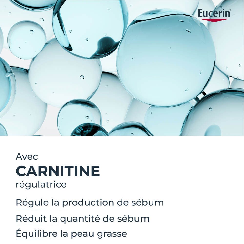 Eucerin Dermopure Clinical Mat Fluid. La carnitine régule le sébum.