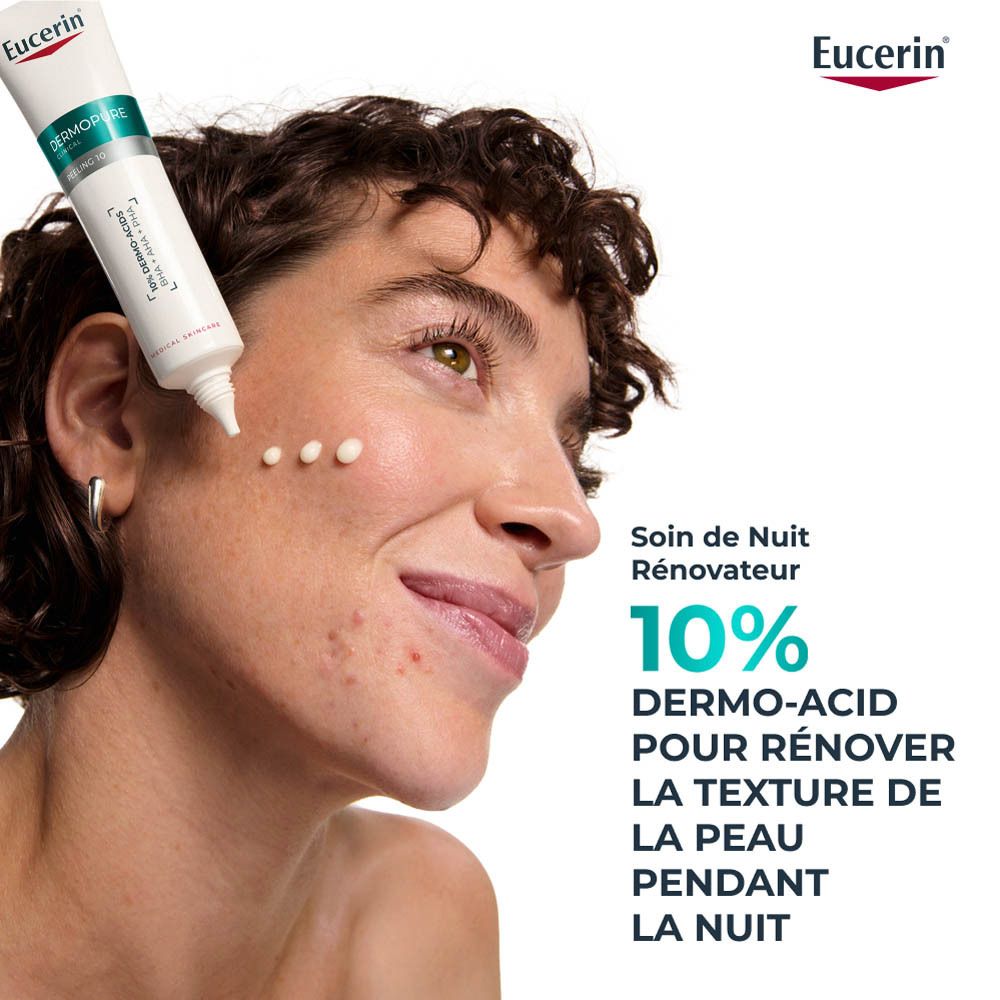 Eucerin Dermopure Clinical Peeling 10 et emballage. Produit et emballage côte à côte.