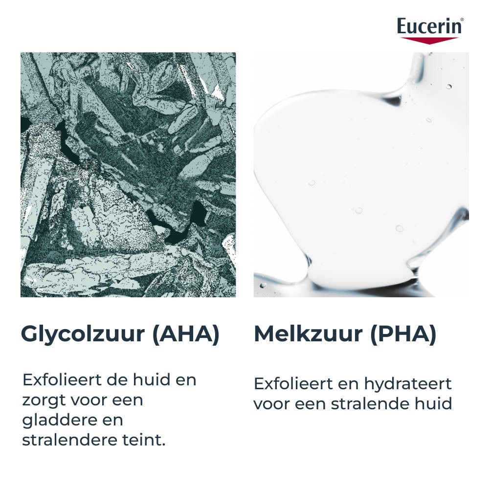Close-up van glycolzuur (AHA) en polyhydroxyzuur (PHA).