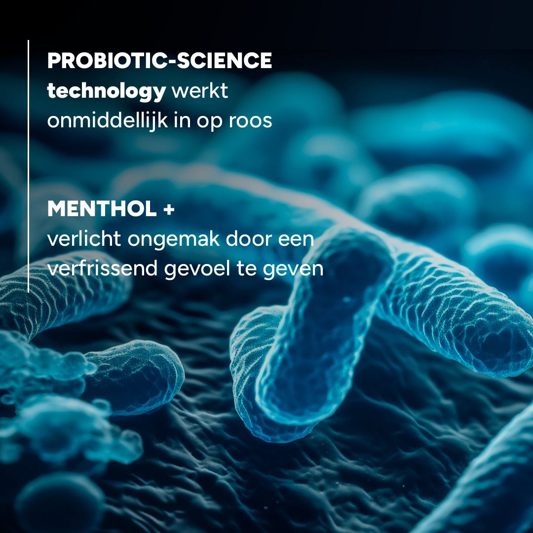 Micro-organismen. Tekst: PROBIOTIC-SCIENCE technologie werkt onmiddellijk in op roos.