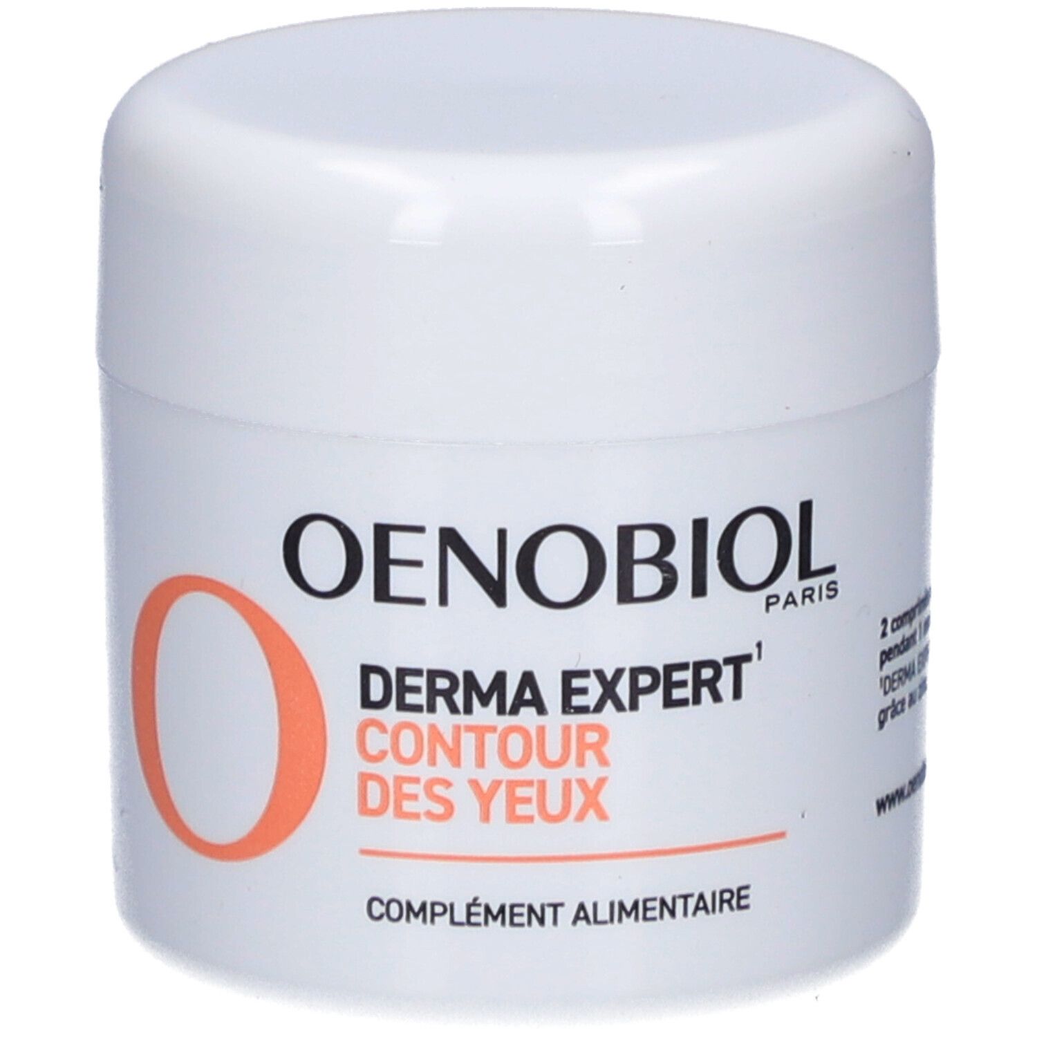 Produit blanc Oenobiol Derma Expert Contour des Yeux. O orange.