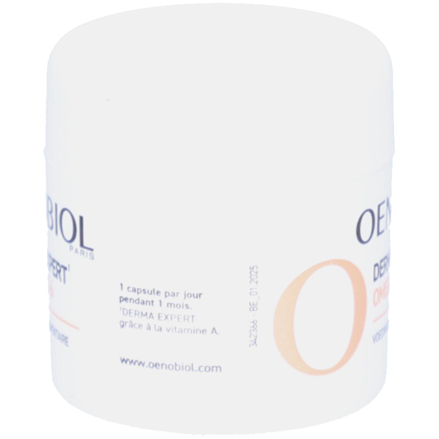 Oenobiol Derma Expert Omega 3 & 6. Pot met capsules. Tekst: 1 capsule per dag. 30 capsules.