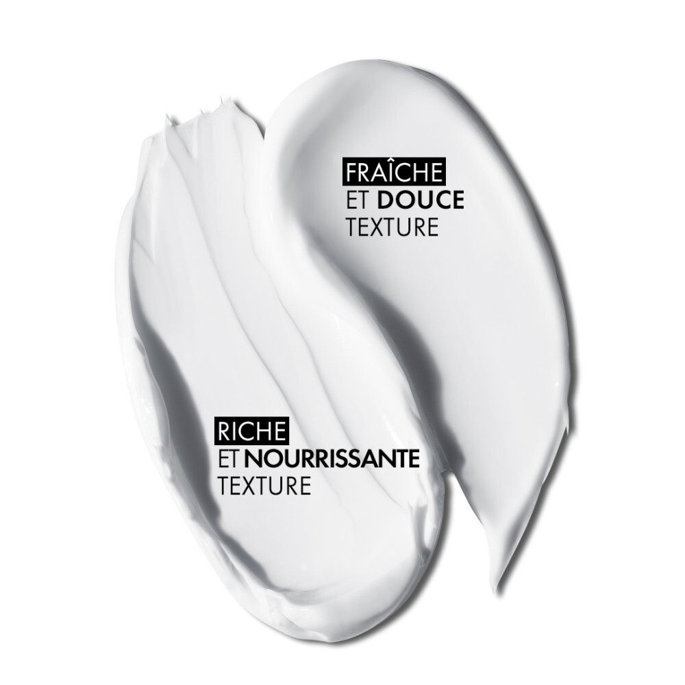 Crème et emballage Vichy Minéral 89. Pot bleu et boîte blanche. Inscription : Minéral 89.