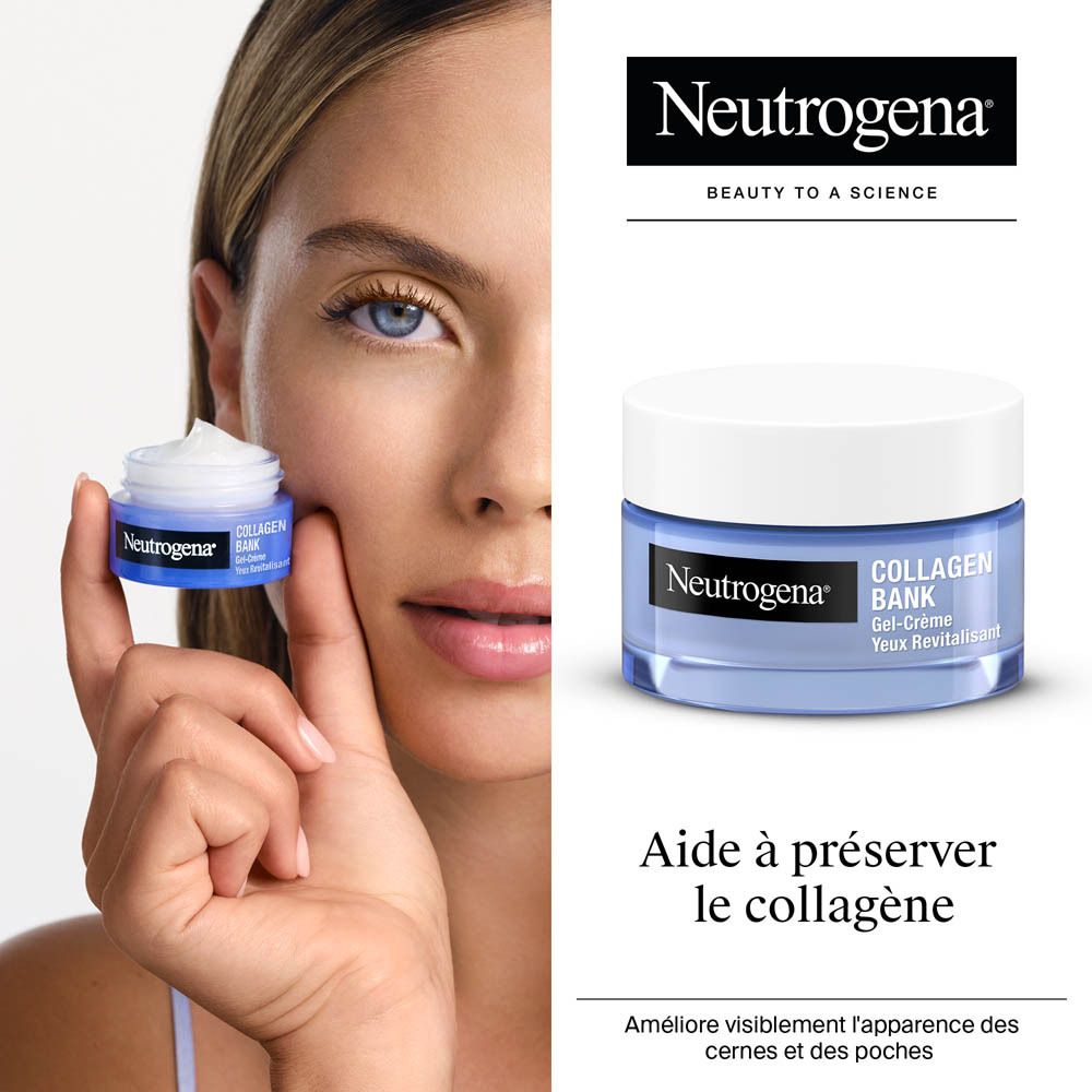 Boîte Neutrogena Collagen Bank Gel-Crème Yeux Revitalisant avec informations produit.