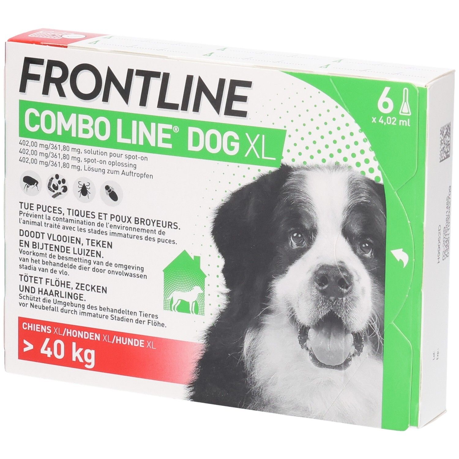 Frontline Combo Line Dog XL doos met 6 pipetten voor honden van meer dan 40 kg.
