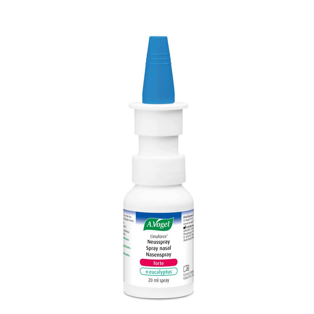 A.Vogel Cinuforce Neusspray forte + eucalyptus. Neussprayfles met blauwe punt. 20 ml.