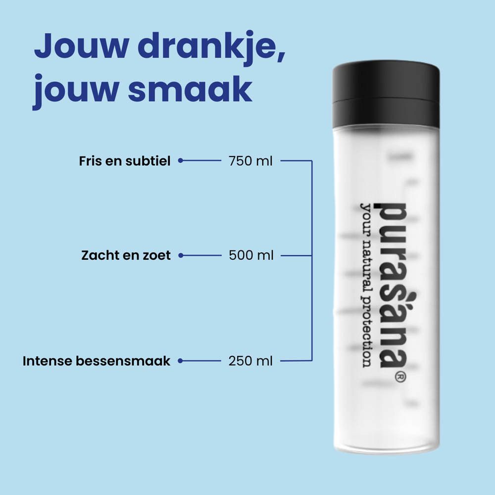 Blauw-witte doos. Opschrift "Memory Master" en "Purasana". Individuele verpakking van 10 sticks. Bosbessen.