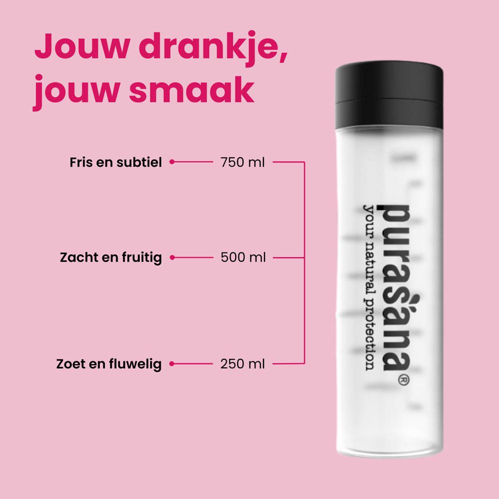 Achterkant van de roze doos met ingrediëntenlijst. Tekst: Miss Harmony, Superfood Hydration.