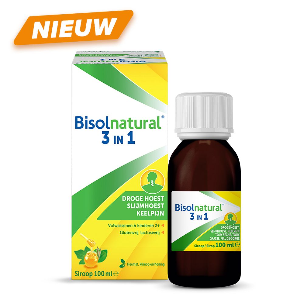 Productfles en doos. Doos met productnaam en gebruiksinformatie.