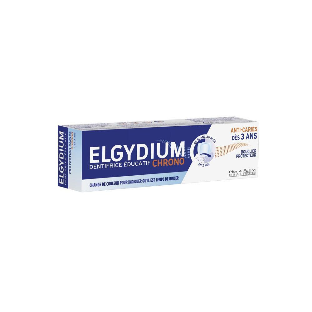 Elgydium Chrono tandpasta tube met anti-cariës formule vanaf 3 jaar.