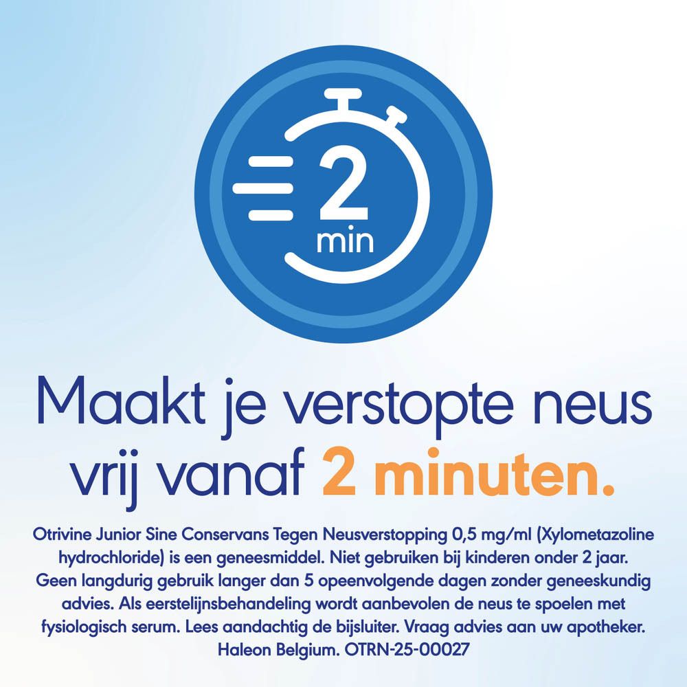 Verpakking Otrivine Junior, neusspray en doos.