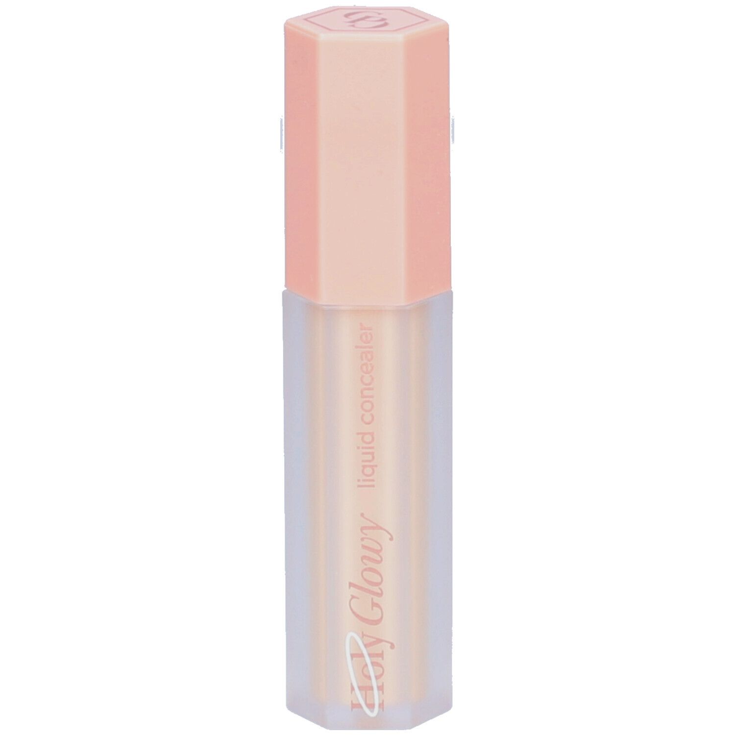 Concealer in kegelvormige houder met roze dop. Opschrift: Holy Glowy liquid concealer.