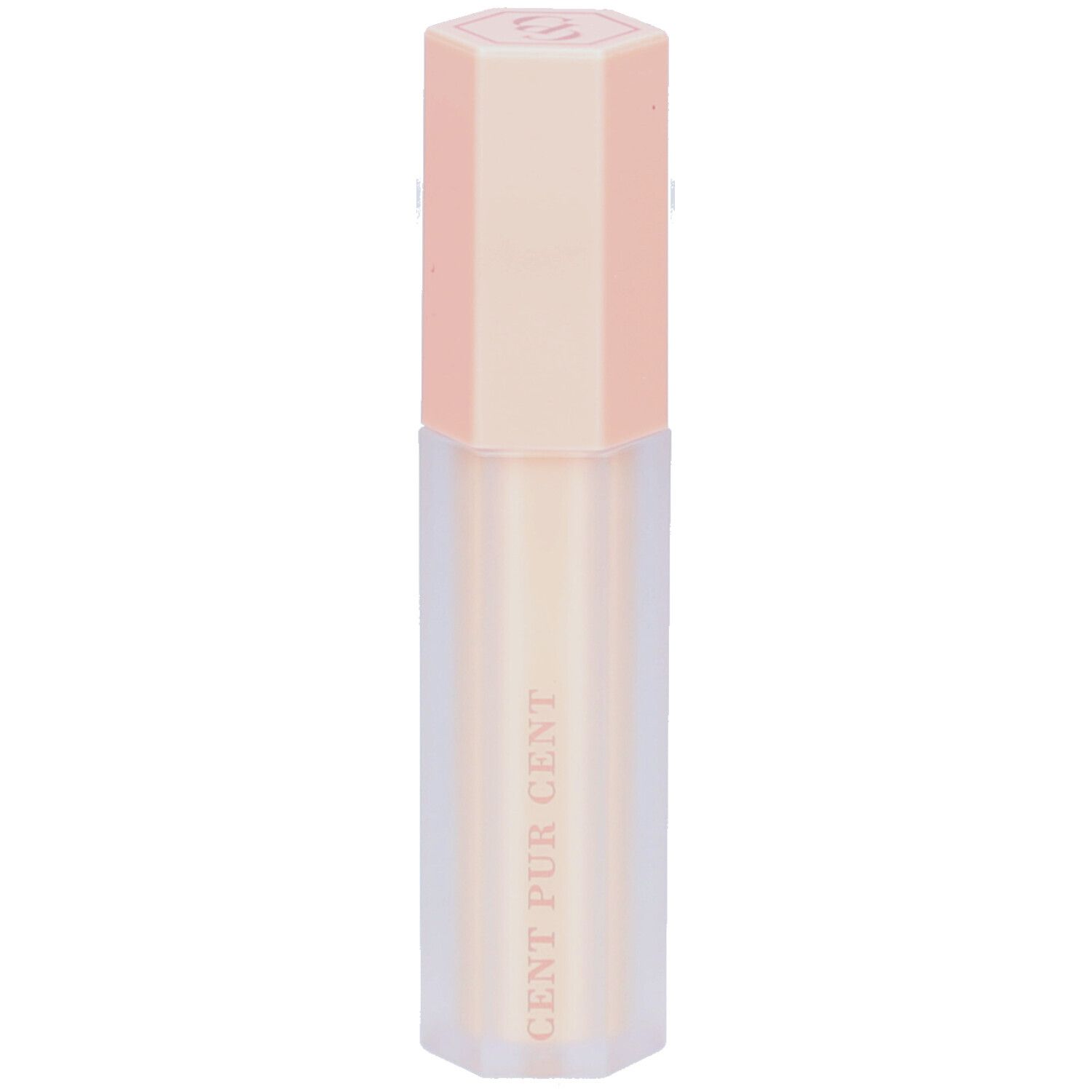 Concealer in kegelvormige houder met roze dop. Opschrift: CENT PUR CENT.