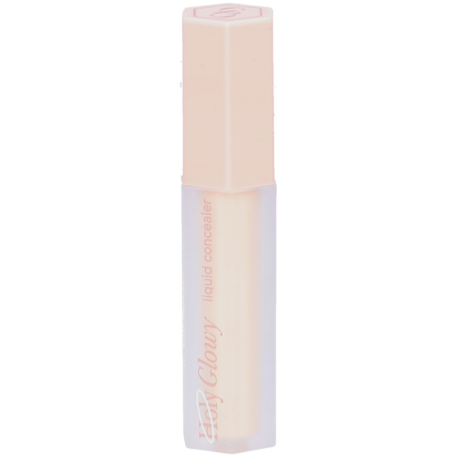 Concealer in kegelvormige houder met roze dop. Opschrift: Holy Glowy liquid concealer.