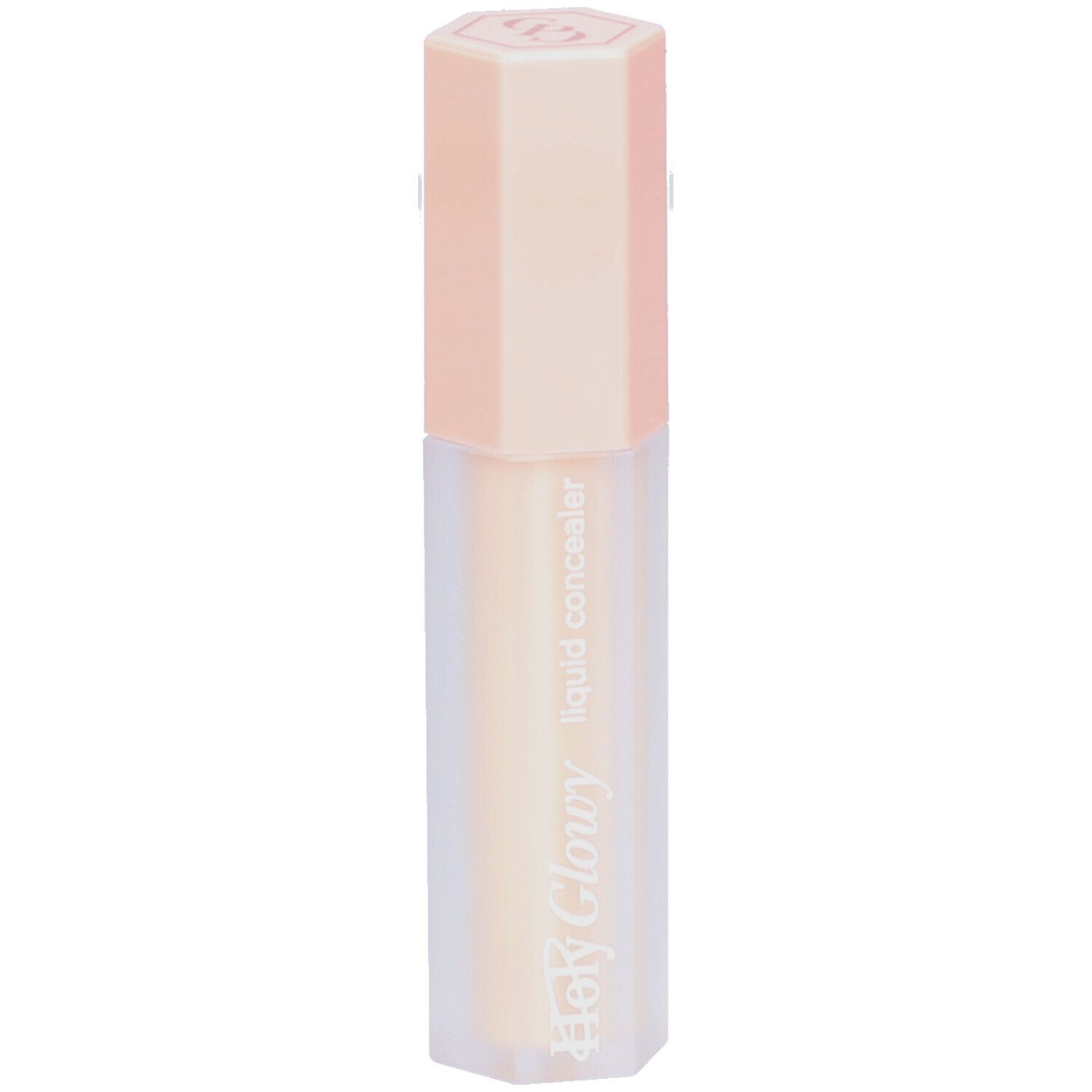 Concealer in kegelvormige houder met roze dop. Opschrift: Holy Glowy liquid concealer.