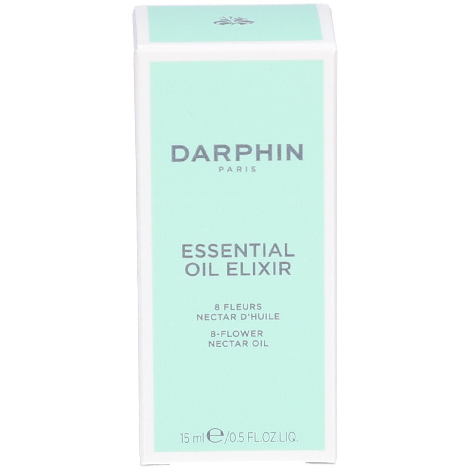 Boîte verte avec texte: Darphin, Essential Oil Elixir, 15 ml, 0.5 FL.OZ.