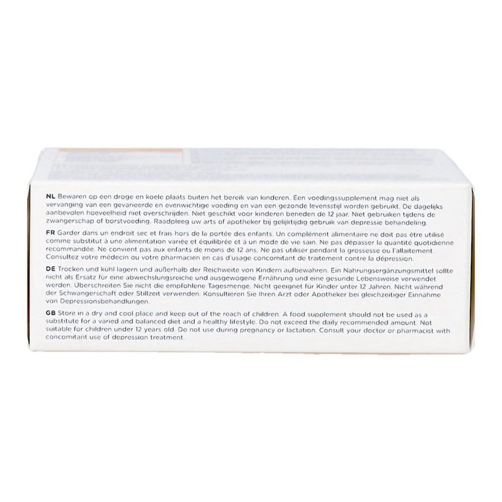 Dos de la boîte jaune. Contient des informations sur les ingrédients et l'utilisation. Texte multilingue.