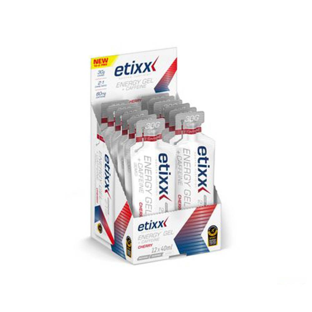 Etixx Energy Gel + Caffeine Cherry. Display met 12 gelzakjes. 40ml per zakje.