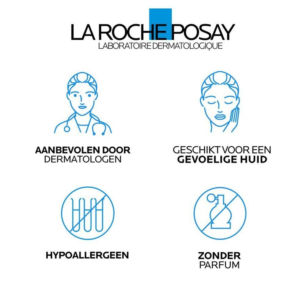 Tube et illustrations d'animaux. Texte: La Roche-Posay Academy. Texte et logos.