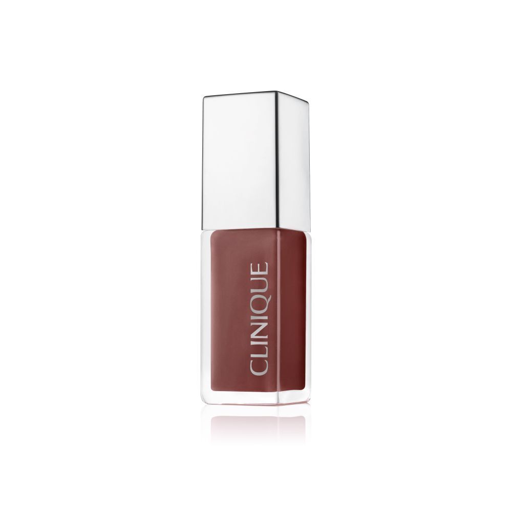 Clinique Pop™ Lip + Cheek Oil. Fles met zilveren dop. Tint: Nude Honey.