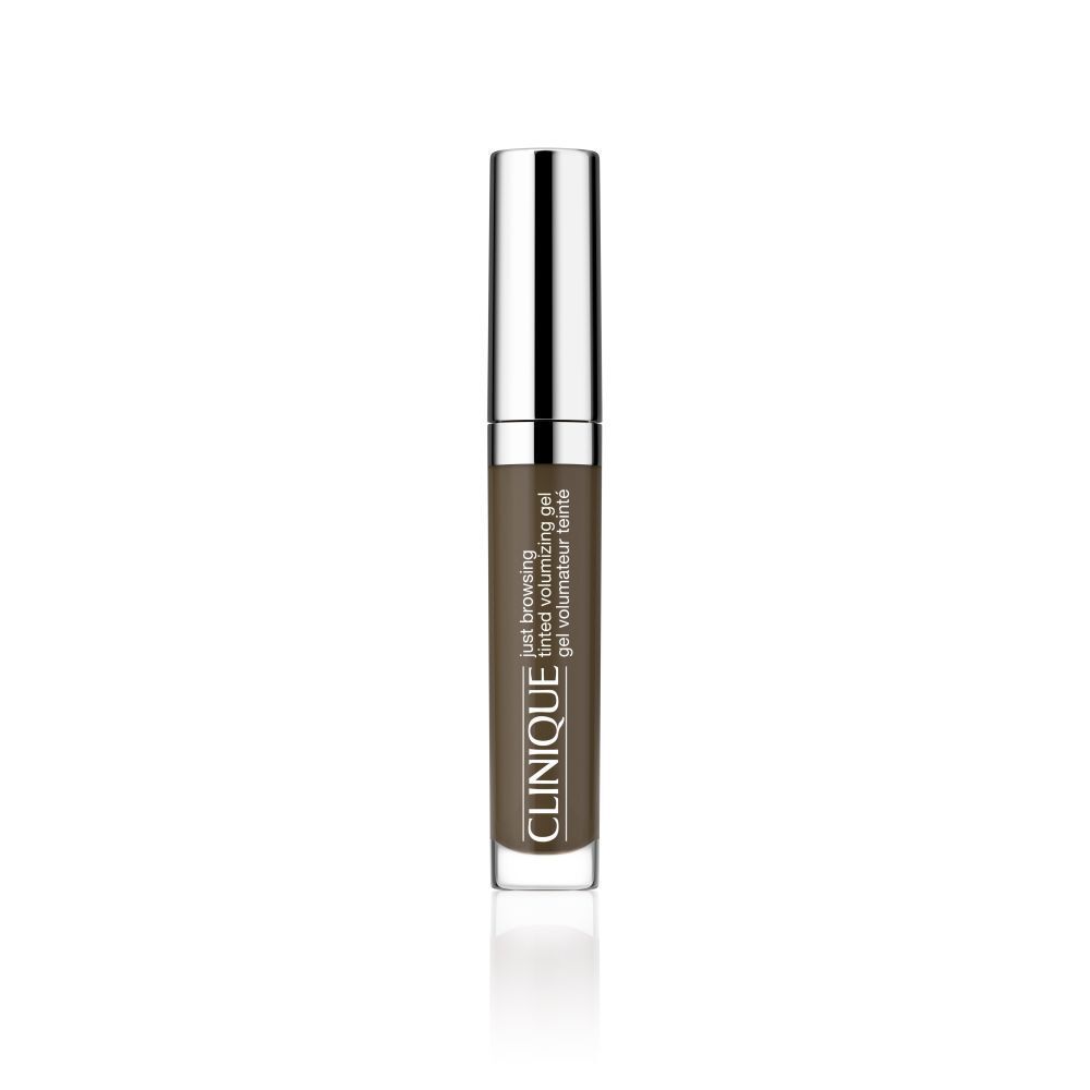 Clinique Just Browsing Gel. Bruine tube met zilveren dop. Tekst.