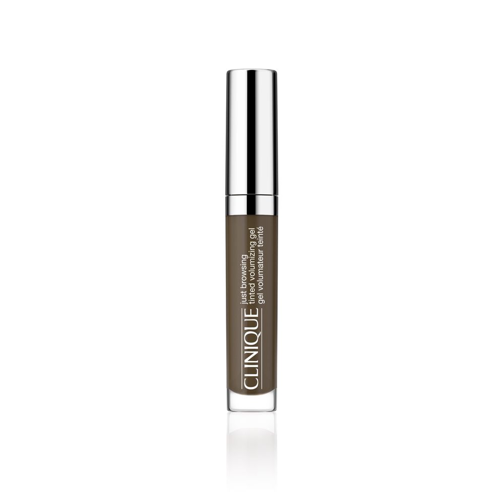 Clinique Just Browsing Gel. Bruine tube met zilveren dop. Tekst.