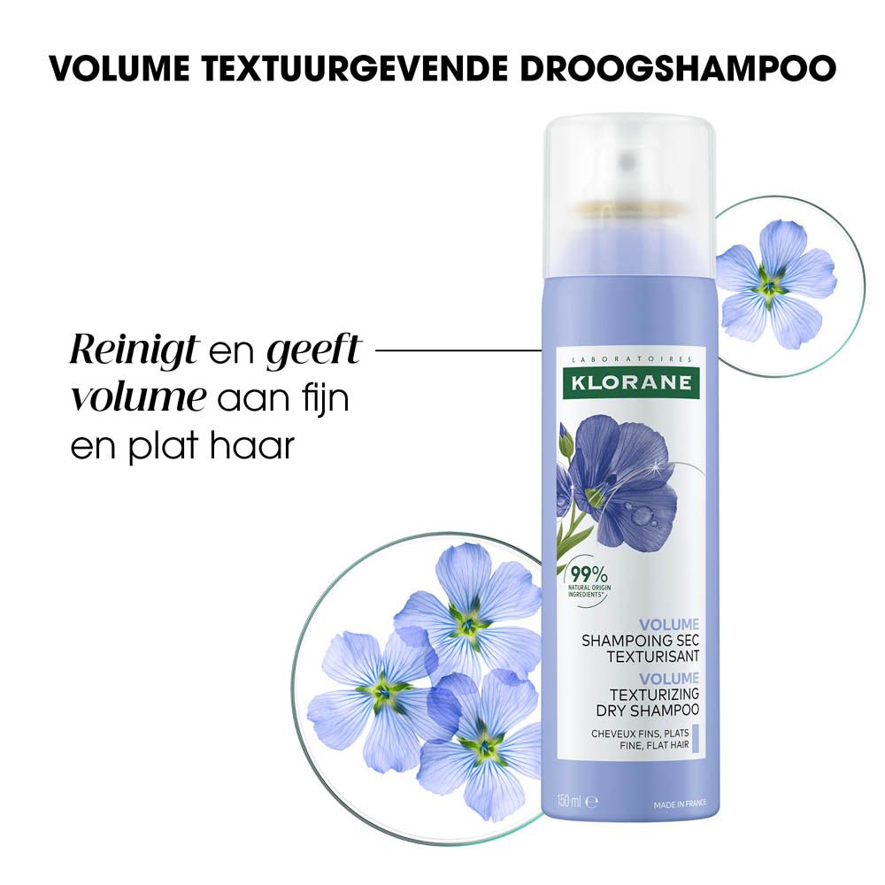 Achterkant van de blauwe spray. Afdrukken: tekst, 99% ingrediënten van natuurlijke oorsprong, hoge tolerantie.