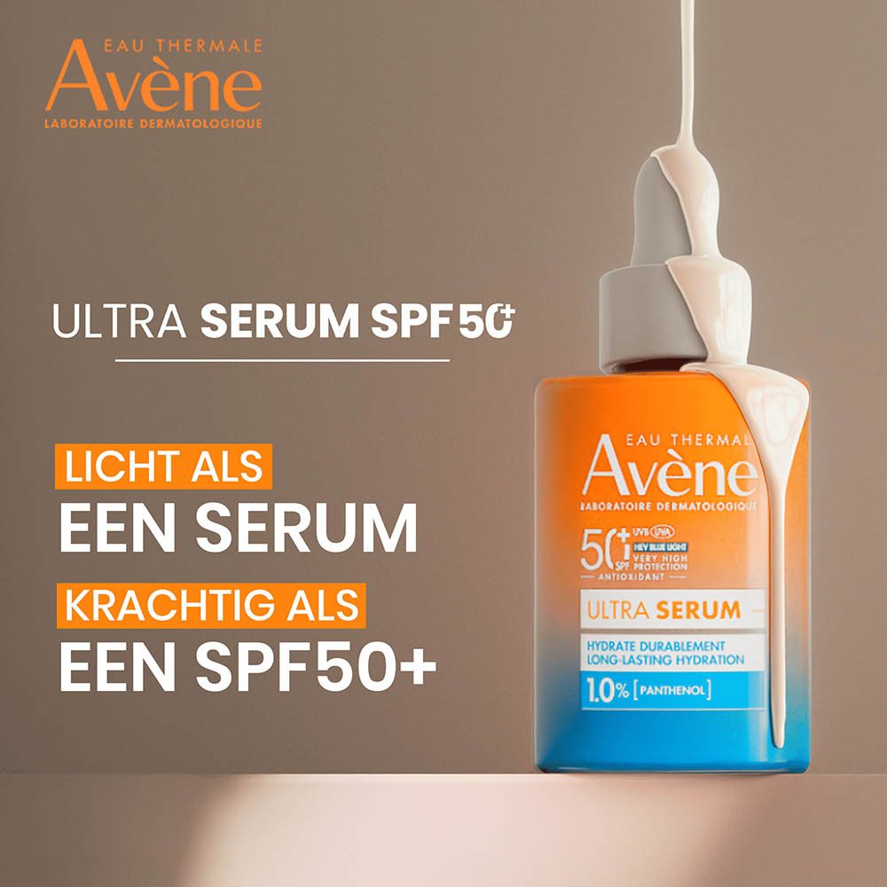 Flesje met pipet. Merk en naam zichtbaar. SPF50+.