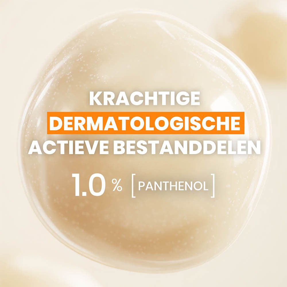 Flesje met pipet. Merk en naam zichtbaar. SPF50+.