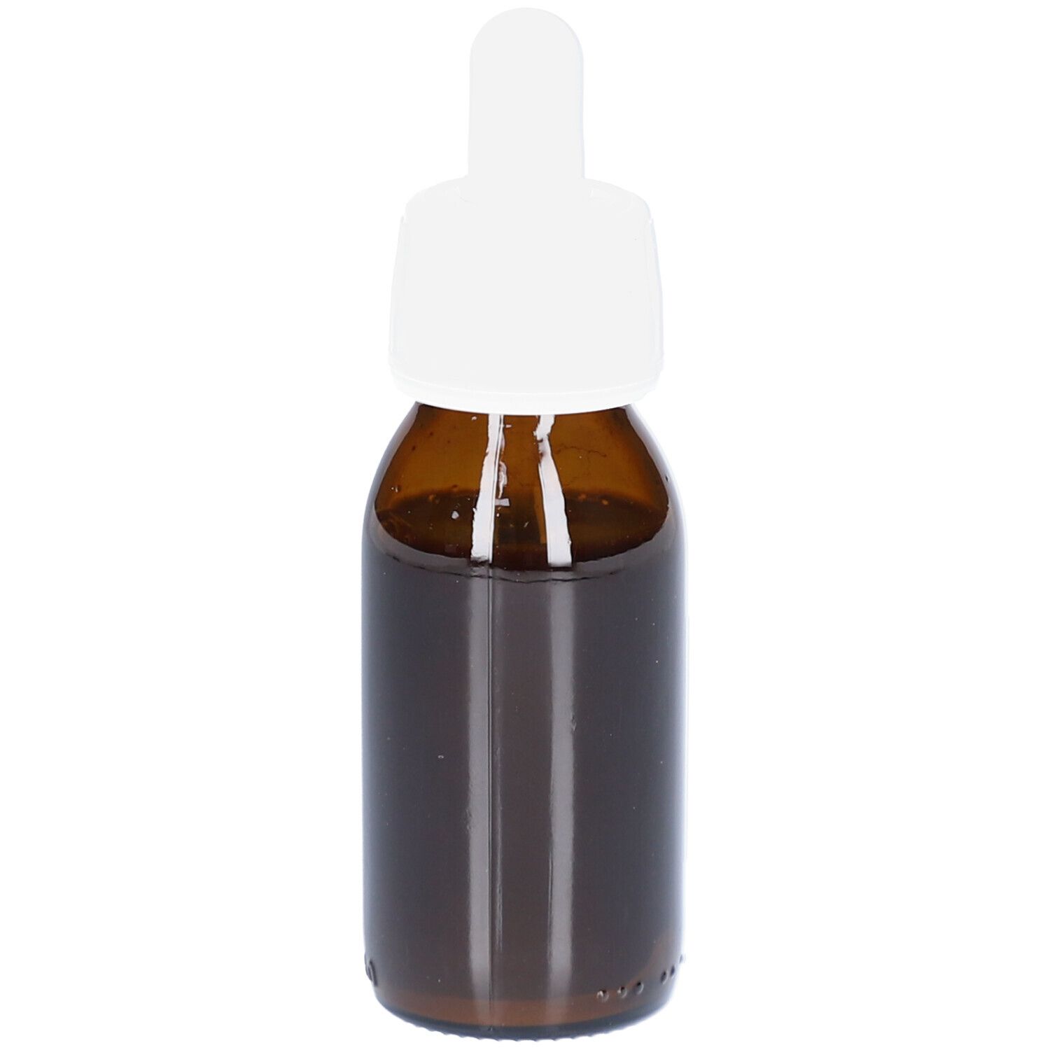 Flacon en verre brun avec bouchon blanc et compte-gouttes. Soria Natural Drainasor.