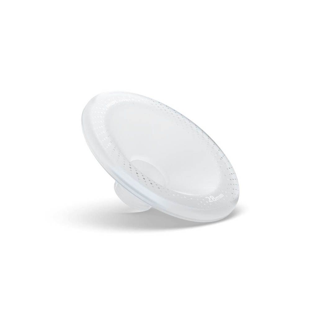 Un coussinet transparent. Fond blanc. Taille 28mm.