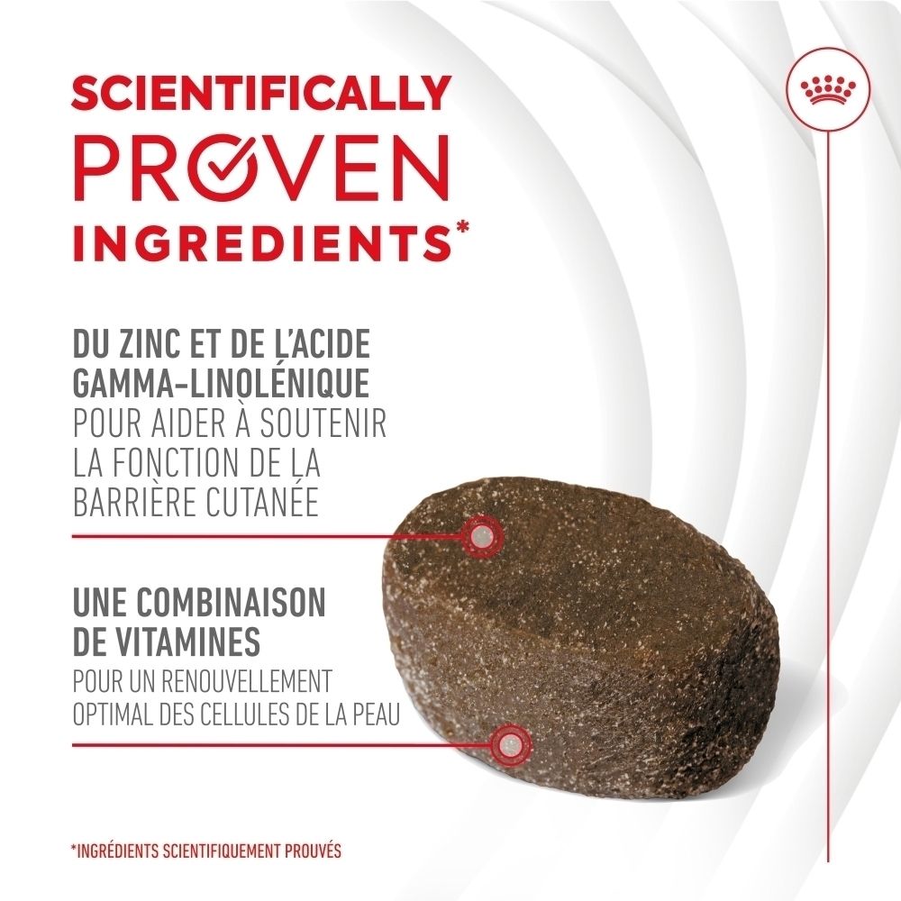 Un granulé brun ovale avec l'inscription 'Ingrédients scientifiquement prouvés'.