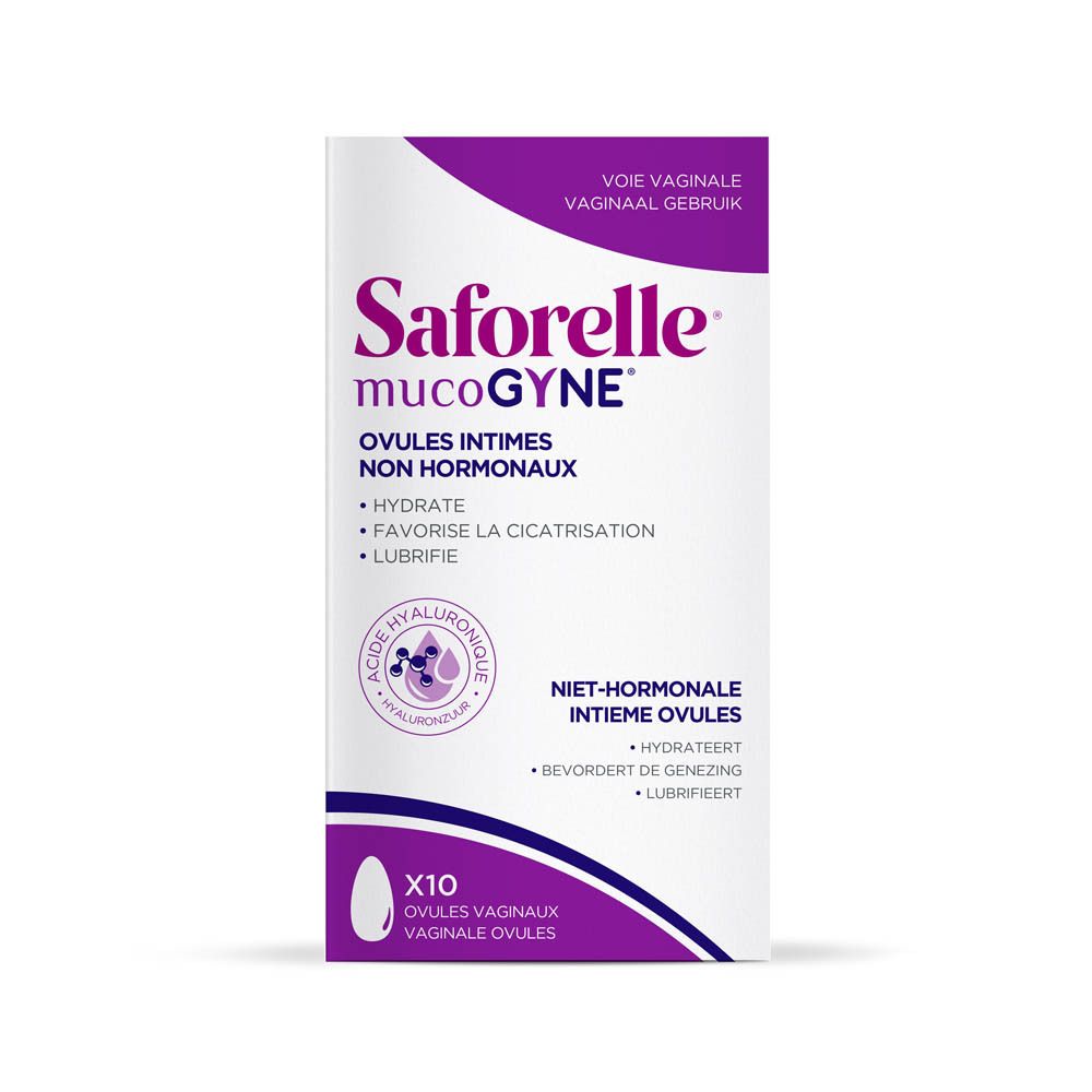 Saforelle mucoGYNE: Niet-hormonale intieme ovules, 10 vaginale ovules. Met hyaluronzuur.
