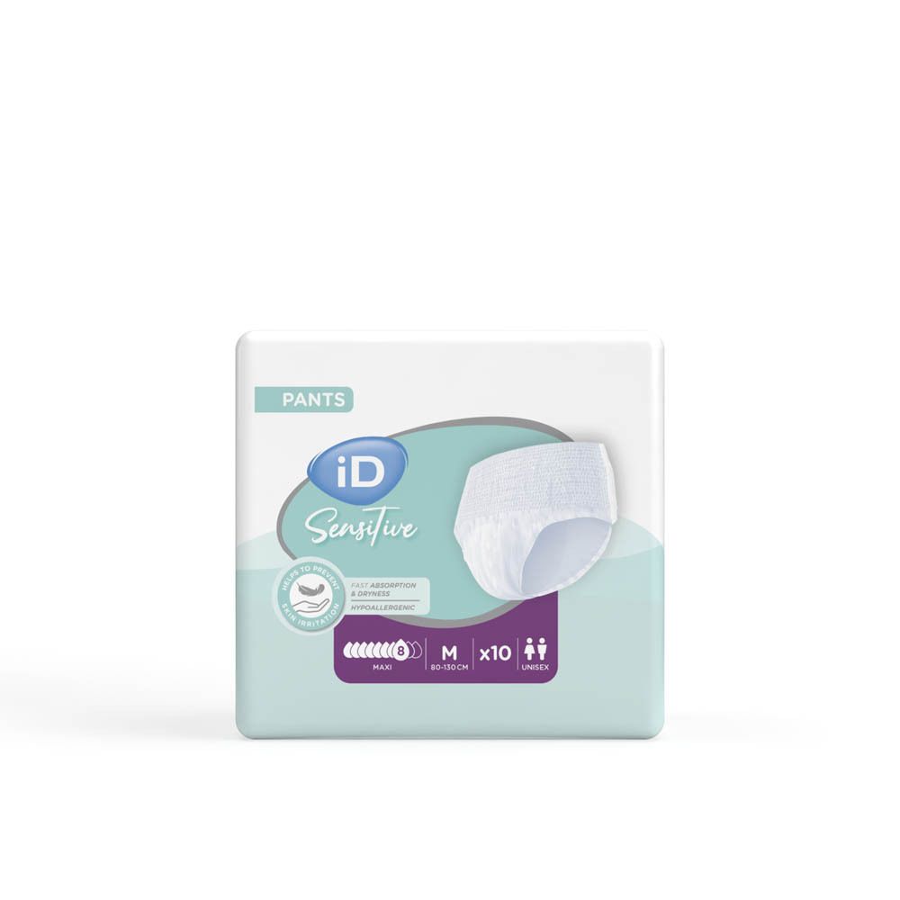 iD Sensitive Pants Maxi, taille M, 10 unités. Absorption et hypoallergénique.