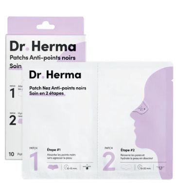 Dr. Herma Patches et emballage. Contient 10 patchs en deux étapes.