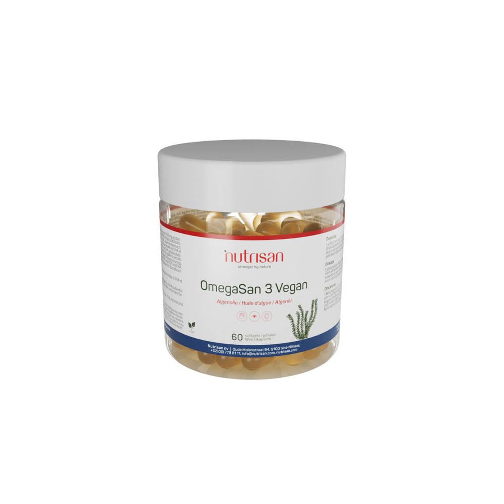 Blauwe doos met productnaam NutriMagnesium, merk Nutrisan. 60 tabletten.