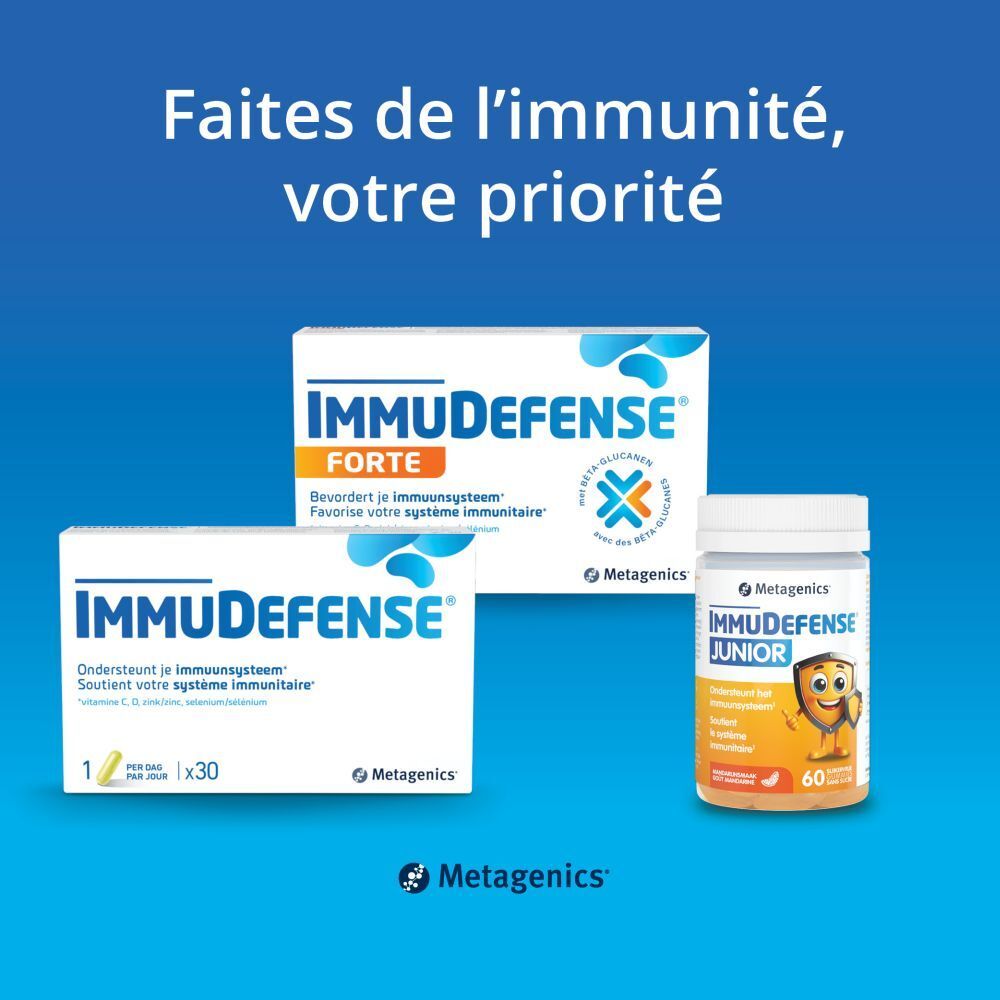 Publicité pour les produits ImmuDefense. ImmuDefense Forte, ImmuDefense et ImmuDefense Junior.