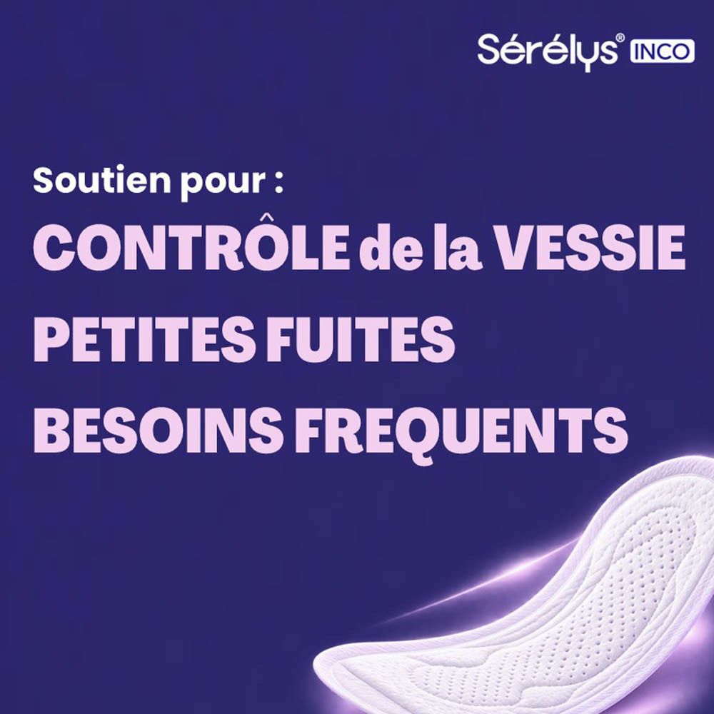 Produit d'hygiène féminine pour le contrôle de la vessie, les petites fuites et les besoins fréquents.