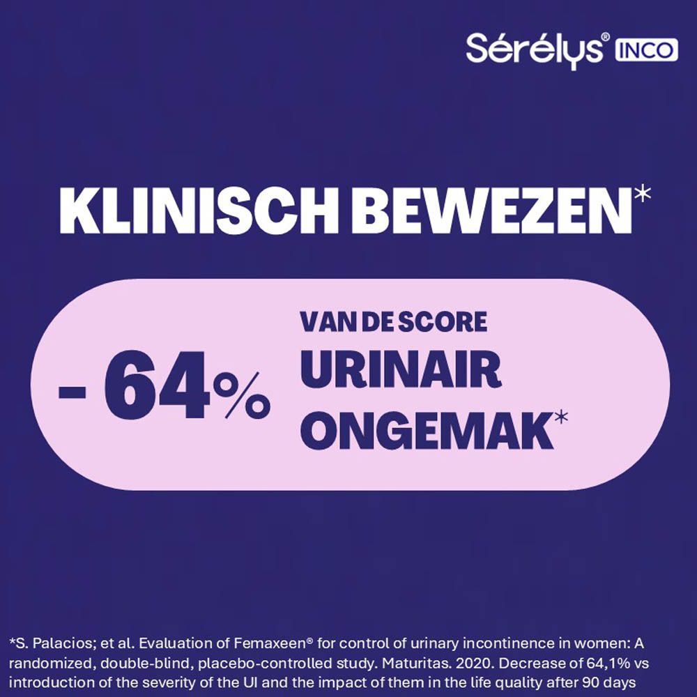 Klinisch bewezen: -64% urinair ongemak. Sérélys Inco.