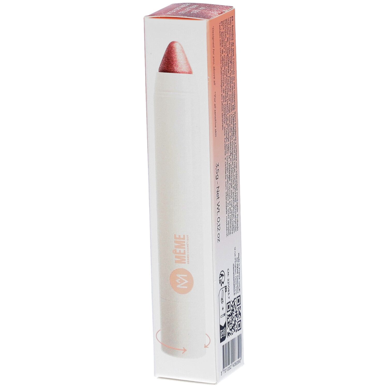 MEME Ombre à paupières Rosy brown. Emballage avec stick. Stick dans l'emballage. Inscription: 4,5g Net Wt. 0.12 oz.