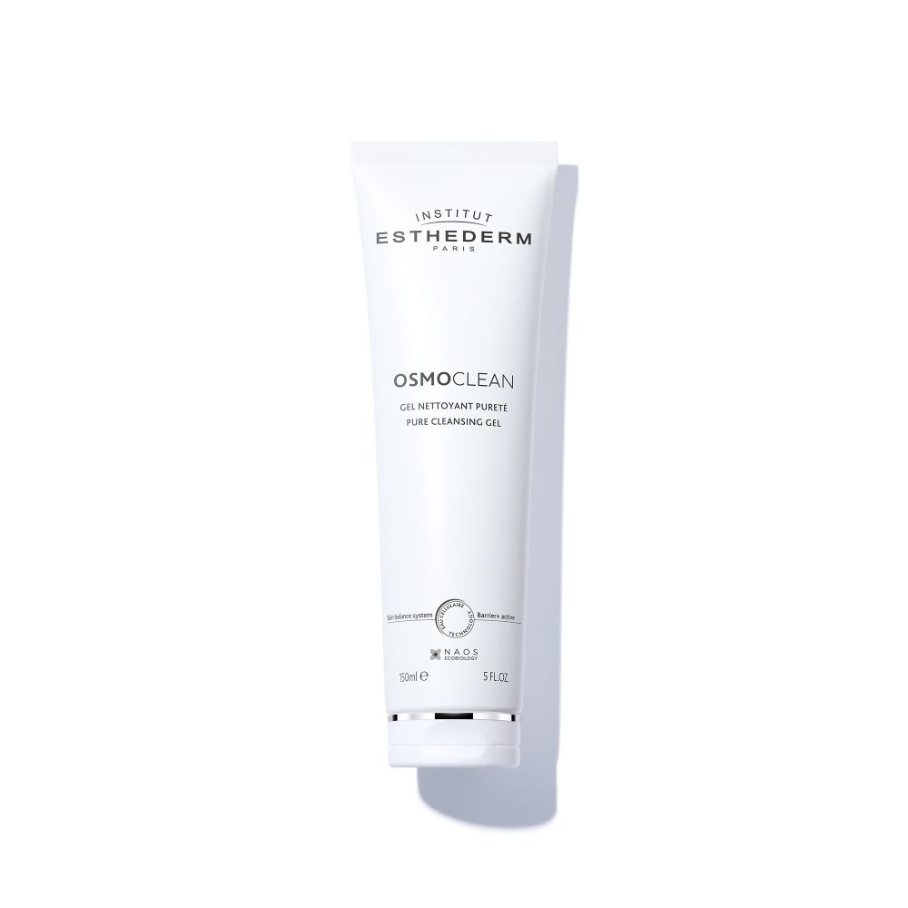 Institut Esthederm Osmoclean Gel Nettoyant Pureté Tube. Witte tube met zilveren dop.