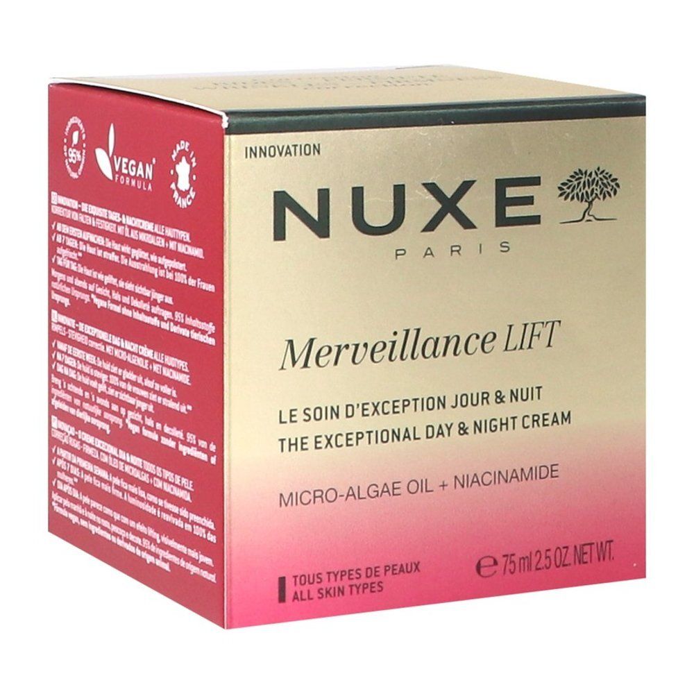 Pot Nuxe Merveillance Lift avec couvercle argenté, dégradé or-rouge.