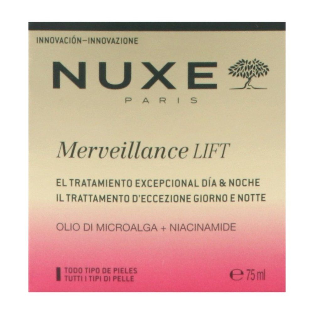 Pot Nuxe Merveillance Lift avec couvercle argenté, dégradé or-rouge.
