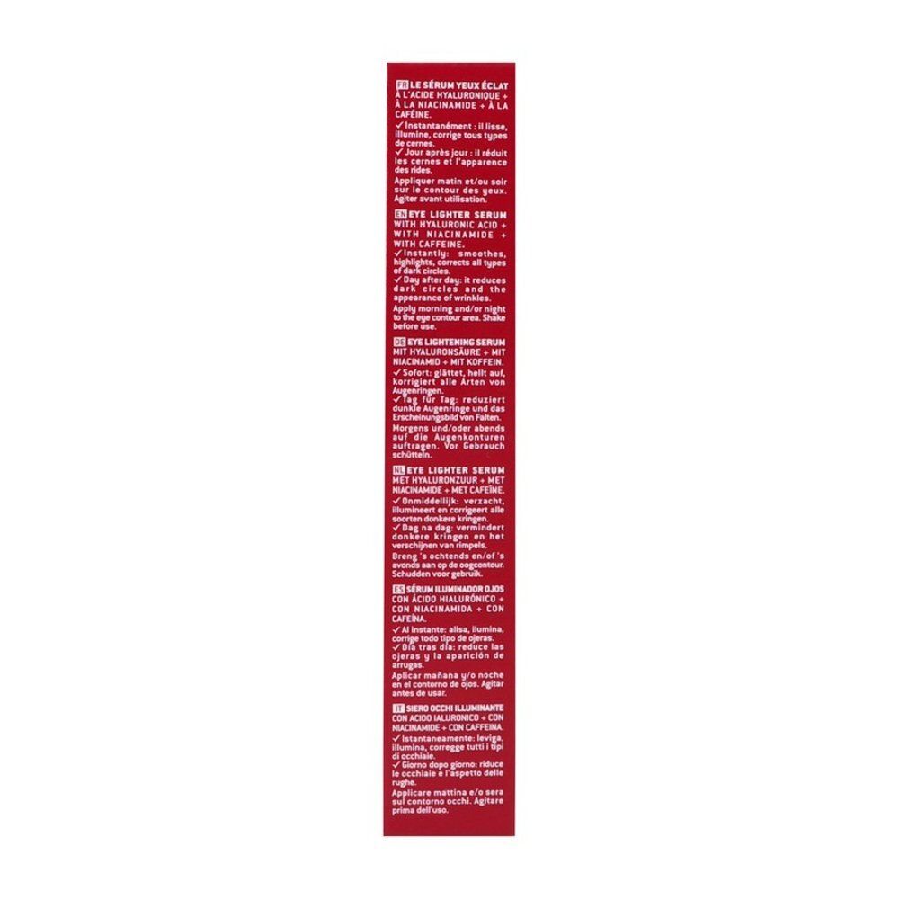 Achterkant van een rode tube met productinformatie en ingrediënten.
