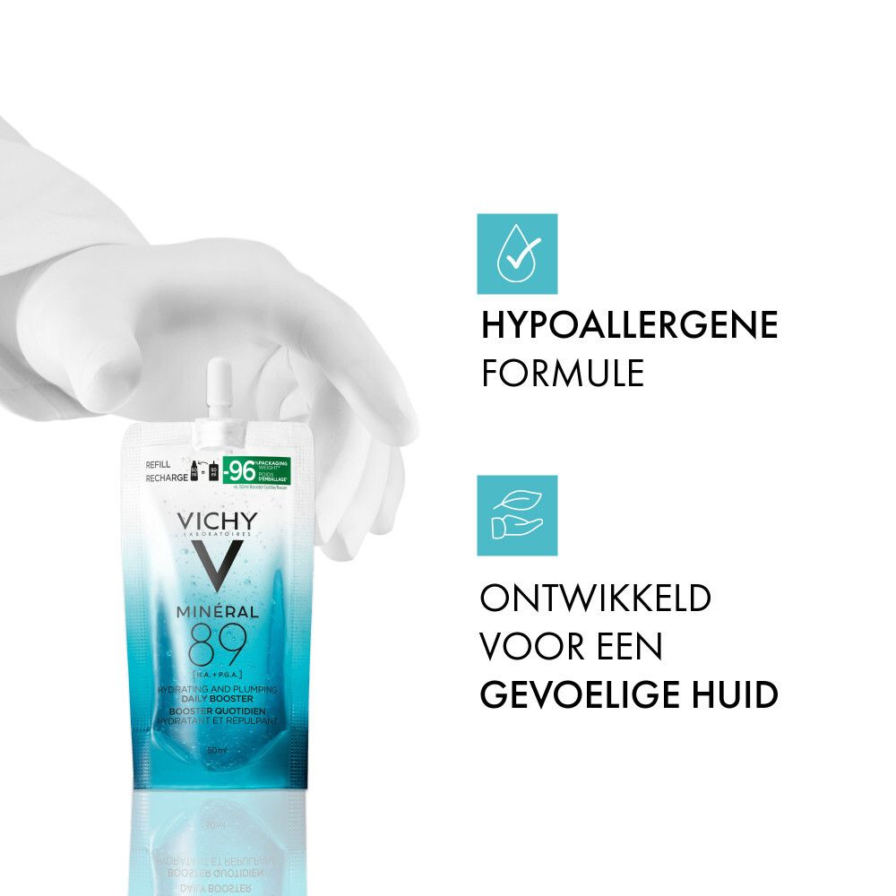 Navulling. Vichy Mineral 89. Tekst: Hypoallergene formule.