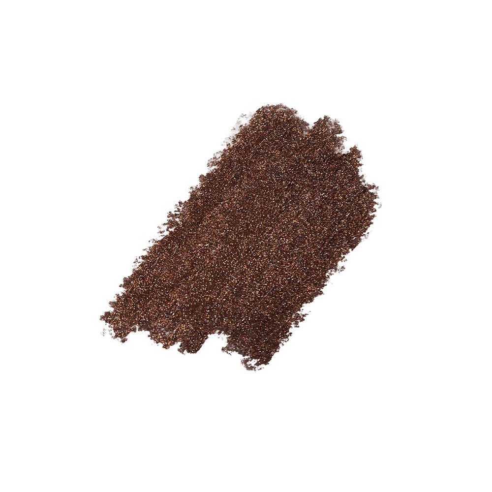 Bruine oogschaduwstreep. Glitterend.