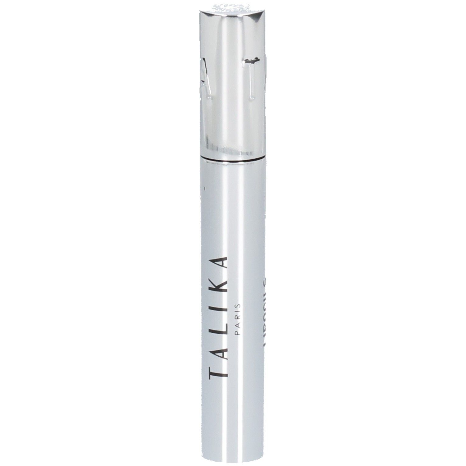 Tube de mascara argenté avec bouchon argenté. Inscription: TALIKA PARIS.